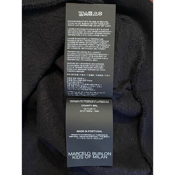 Marcelo Burlon Kids of Milan Blue Monster Bull Black Sweatshirt Youth Size 12 - Picture 8 of 9